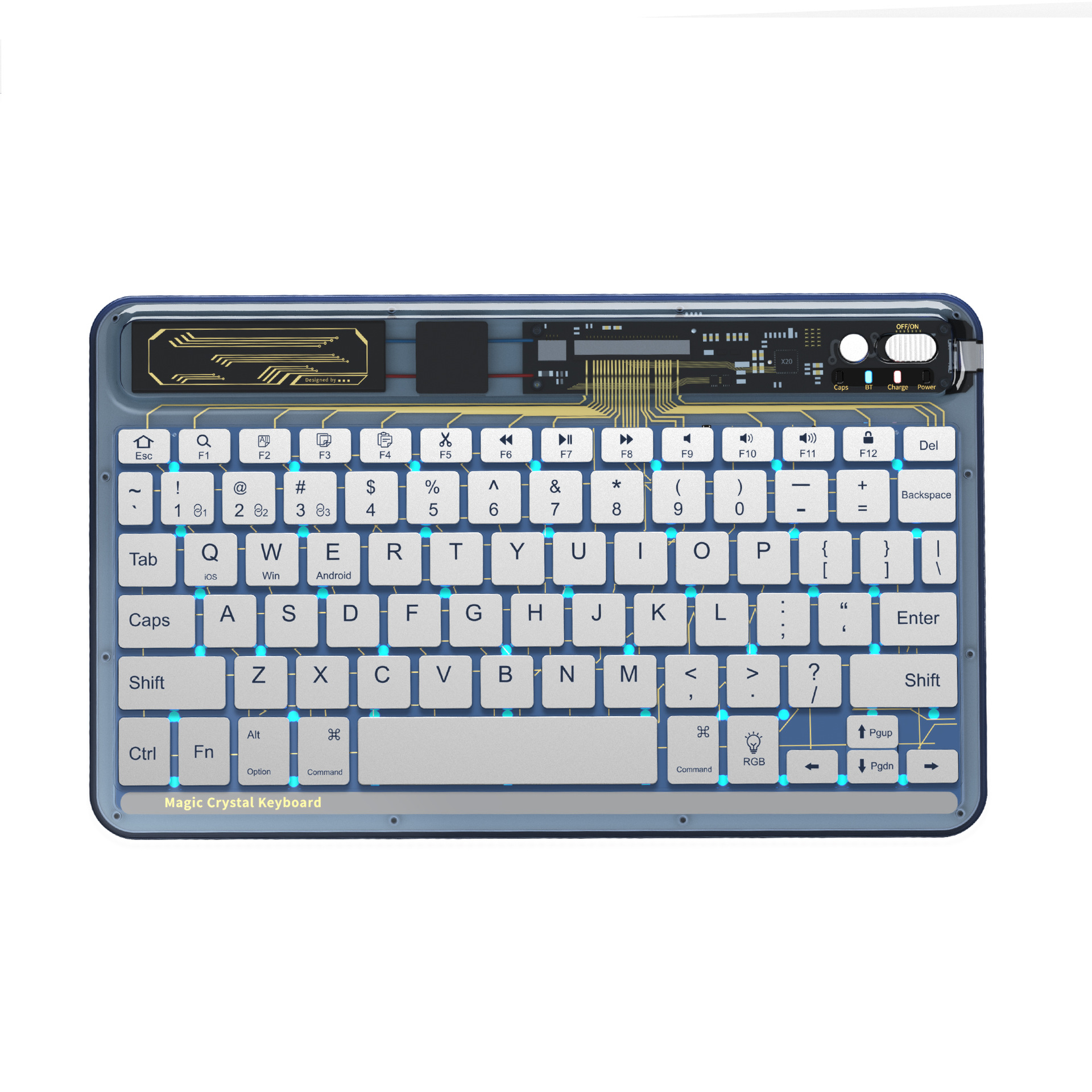 benwis bluetooth keyboard transparent keyboard for apple ipad huawei android phone tablet rechargeable Specification drawing