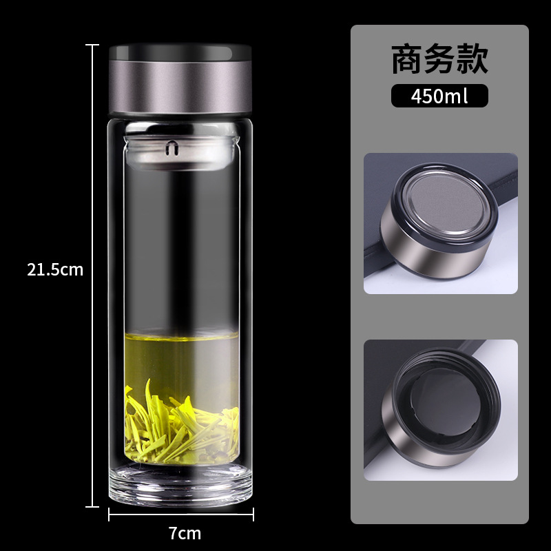 double layer glass cup customized logo printing heat insulation advertising cup wholesale high temperature resistant small gift lettering tea cup details Picture