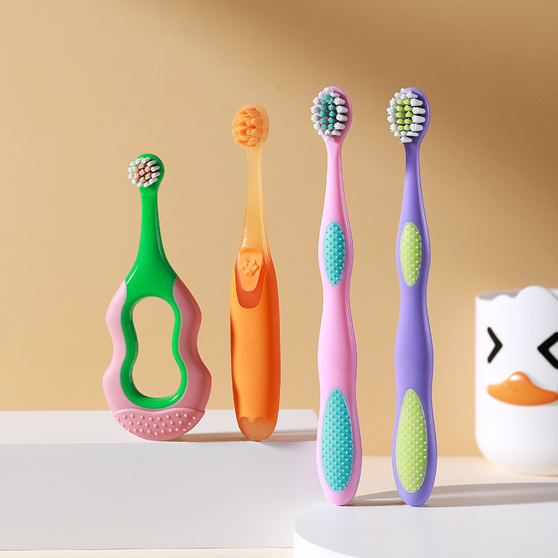 hierarchical tooth protection antibacterial children's toothbrush 2 pcs 0-3-6-9 years old infants baby soft-bristle toothbrush factory wholesale details Picture