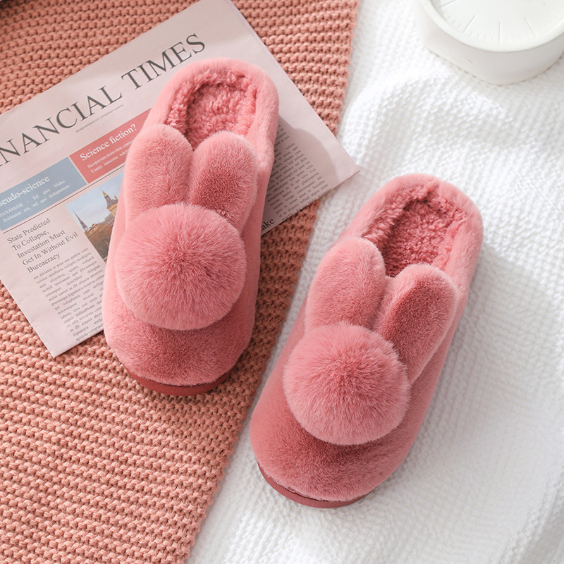 cotton slippers women's winter thick bottom non-slip three-dimensional plush warm home indoor couple cute outdoor bag heel confinement shoes Application Scenario