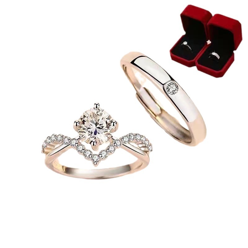 tiktok kuaishou internet hot imitation moissanite diamond ring simulation diamond female light luxury minority advanced exquisite ring ratio Item Picture