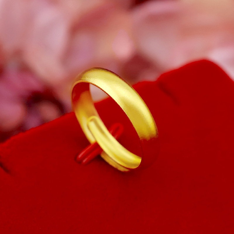 alluvial gold ancient style simple bracelet frosted ring for men and women couples openings matte ring simulation gold adjustable hot sale full figure