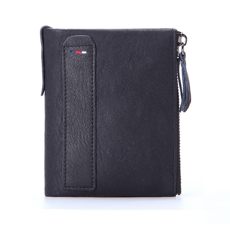 factory direct sales foreign trade new rfid leather wallet men's short men's wallet double zipper wallet full figure