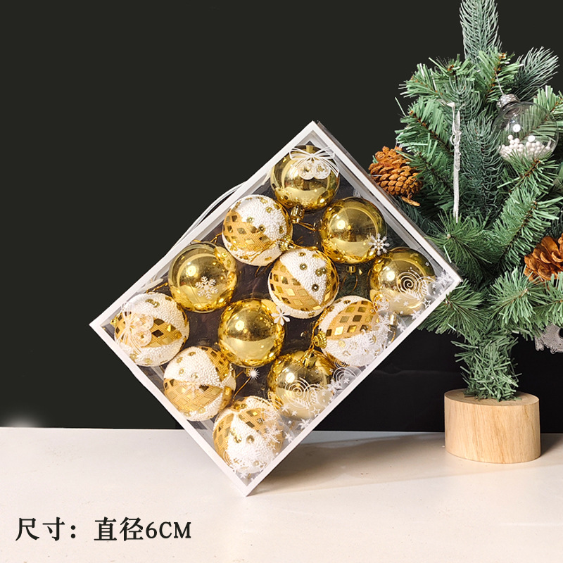 hromeo premium internet celebrity texture christmas ball christmas tree decoration silver white red champagne ornaments 2024 new Application Scenario