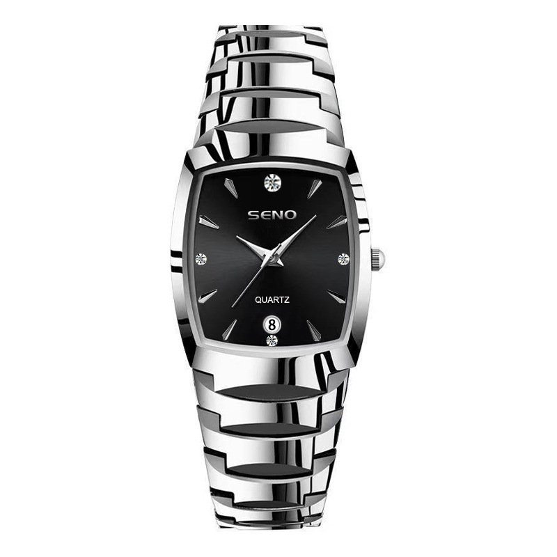 new men's steel strap watch square men's watch business waterproof calendar quartz watch cross-border generation watch full figure