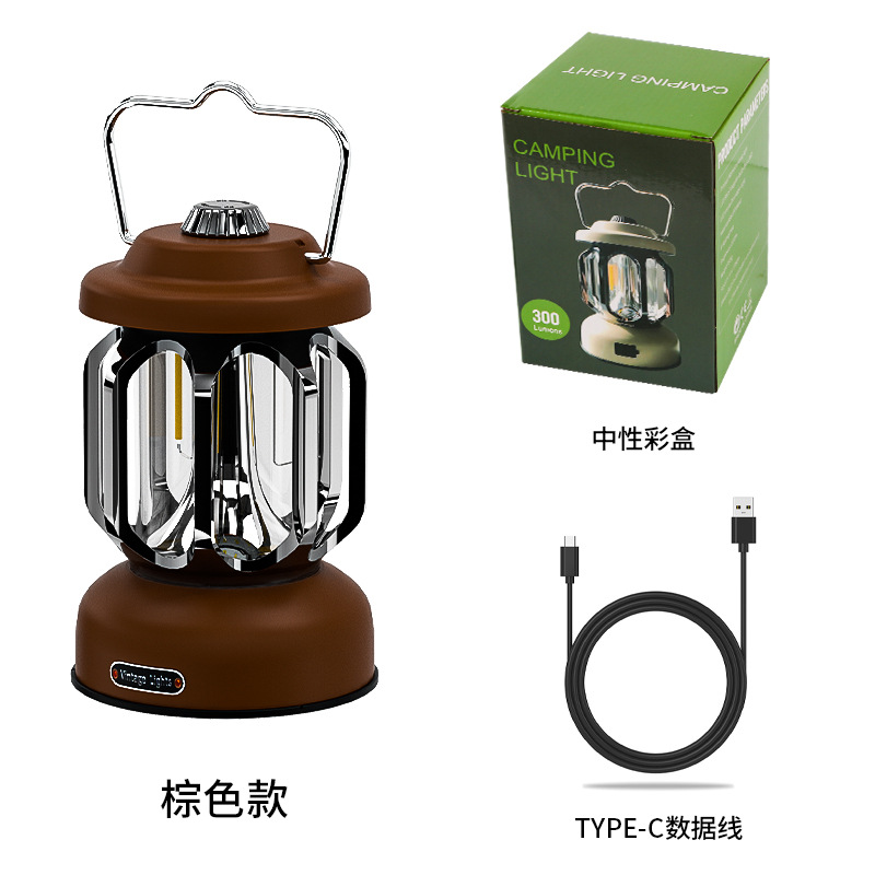 leopard new retro barn lantern typec fast charge tent light camping lamp home analog brightness adjustment outdoor camping lantern Item Picture