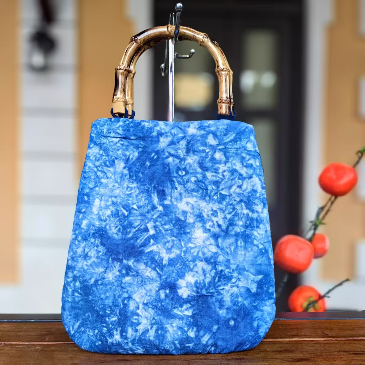 ethnic characteristic fabric tie-dyed handbag national fashion women's trendy white casual bamboo bag full figure