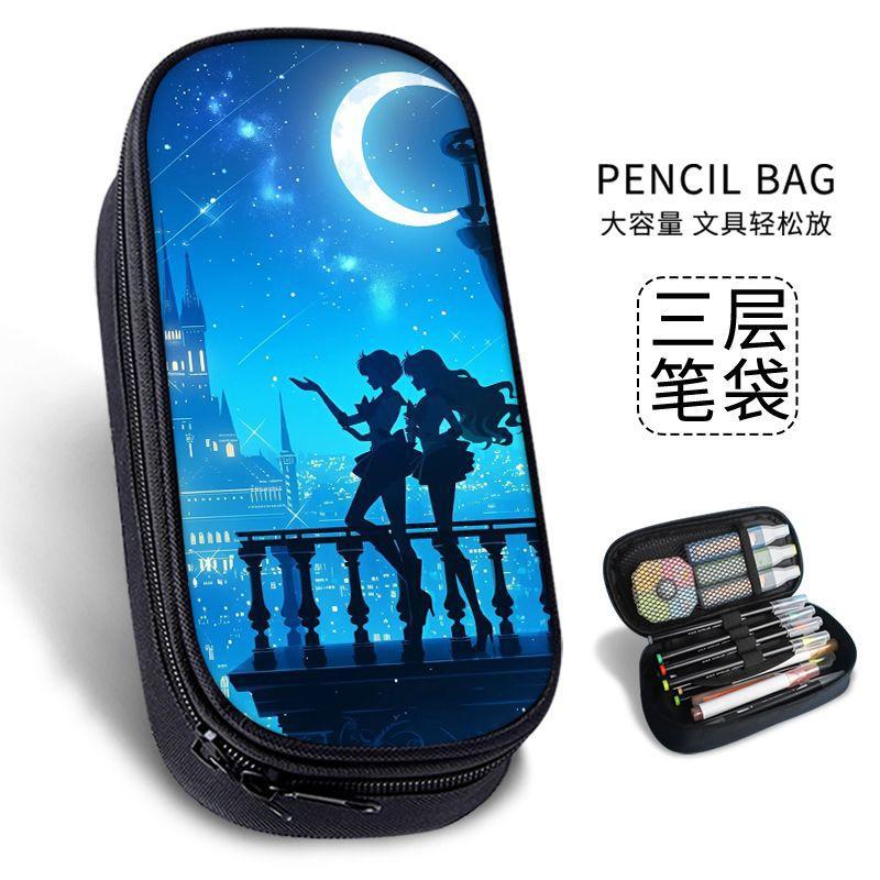 girl heart pencil case large capacity pencil case pretty girl warrior junior high school student elementary students' pencil bag popular storage box Item Picture