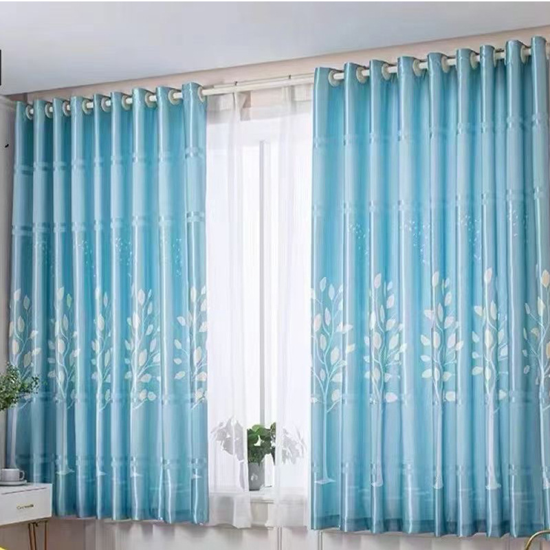 cross-border in stock wholesale printed shading curtain modern simple fresh bay window living room curtain Specification drawing