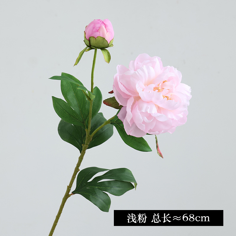 high-end 2-head peony artificial flower chinese living room decoration flowers dining table flower arrangement decoration peony fake flower bouquet Specification drawing