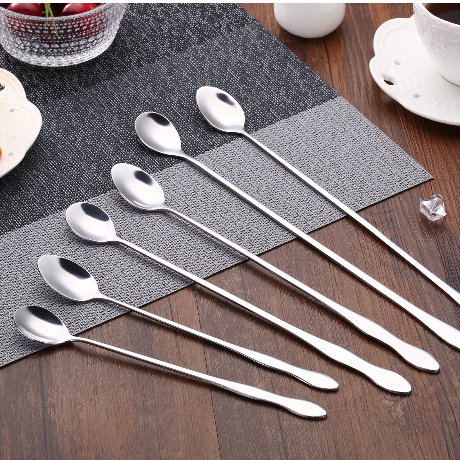 gourd handle ice spoon lengthened stainless steel tableware stirring spoon coffee spoon creative long handle ice-cream spoon household spoon Specification drawing