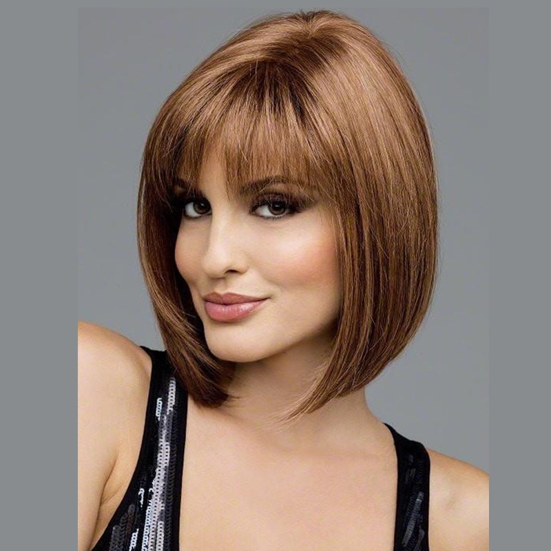wig european and american new short hair brown hair cover air bangs temperamental popular wig factory supply one piece dropshipping Application Scenario
