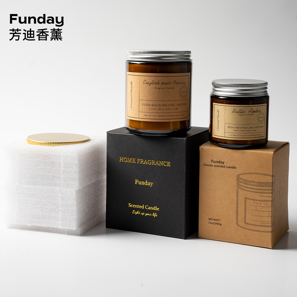 fangdi cross-border hot selling cream brown cup candle fragrance essential oil smoke-free soy wax high-end hand gift aromatherapy candle Item Picture