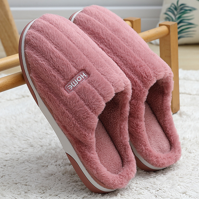 indoor cotton slippers women's winter home large size men's striped woolen slipper household plush warm cotton slippers men's wholesale Specification drawing