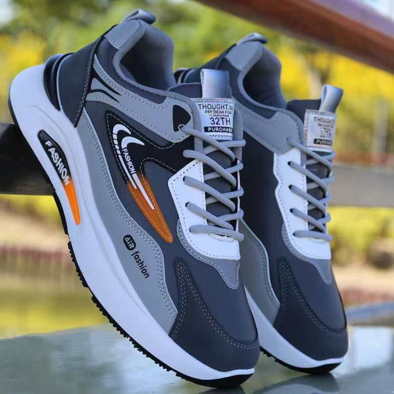 men's shoes autumn new leather waterproof sports shoes trendy all-match casual daddy shoes soft bottom non-slip running shoes men Item Picture