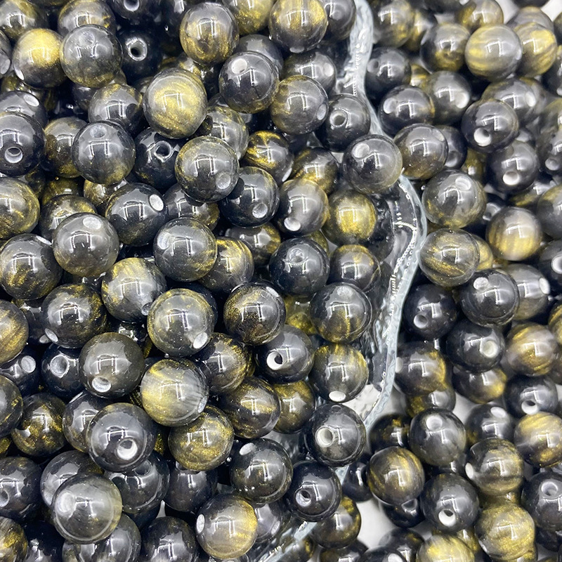 resin streamer gilding beads handmade beaded diy bracelet ornament scattered beads straight hole round beads decorations material accessories details Picture