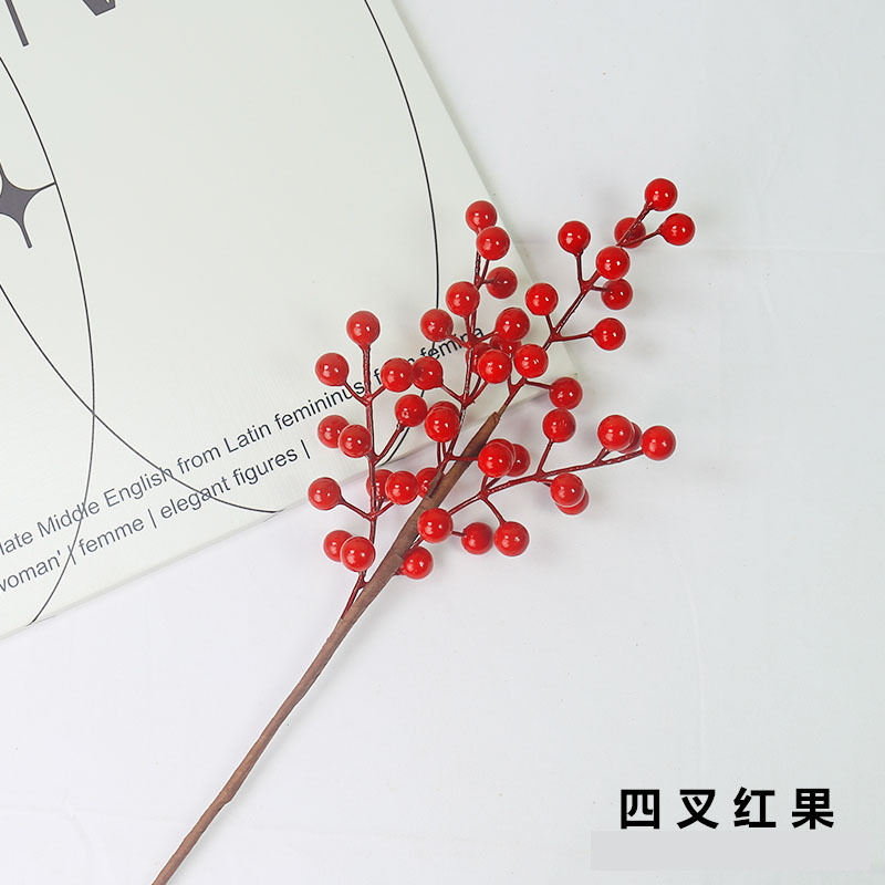 artificial fortune fruit simulation hollyberry lunar new year flower domestic ornaments red berry simulation chinese hawthorn new year decoration Specification drawing