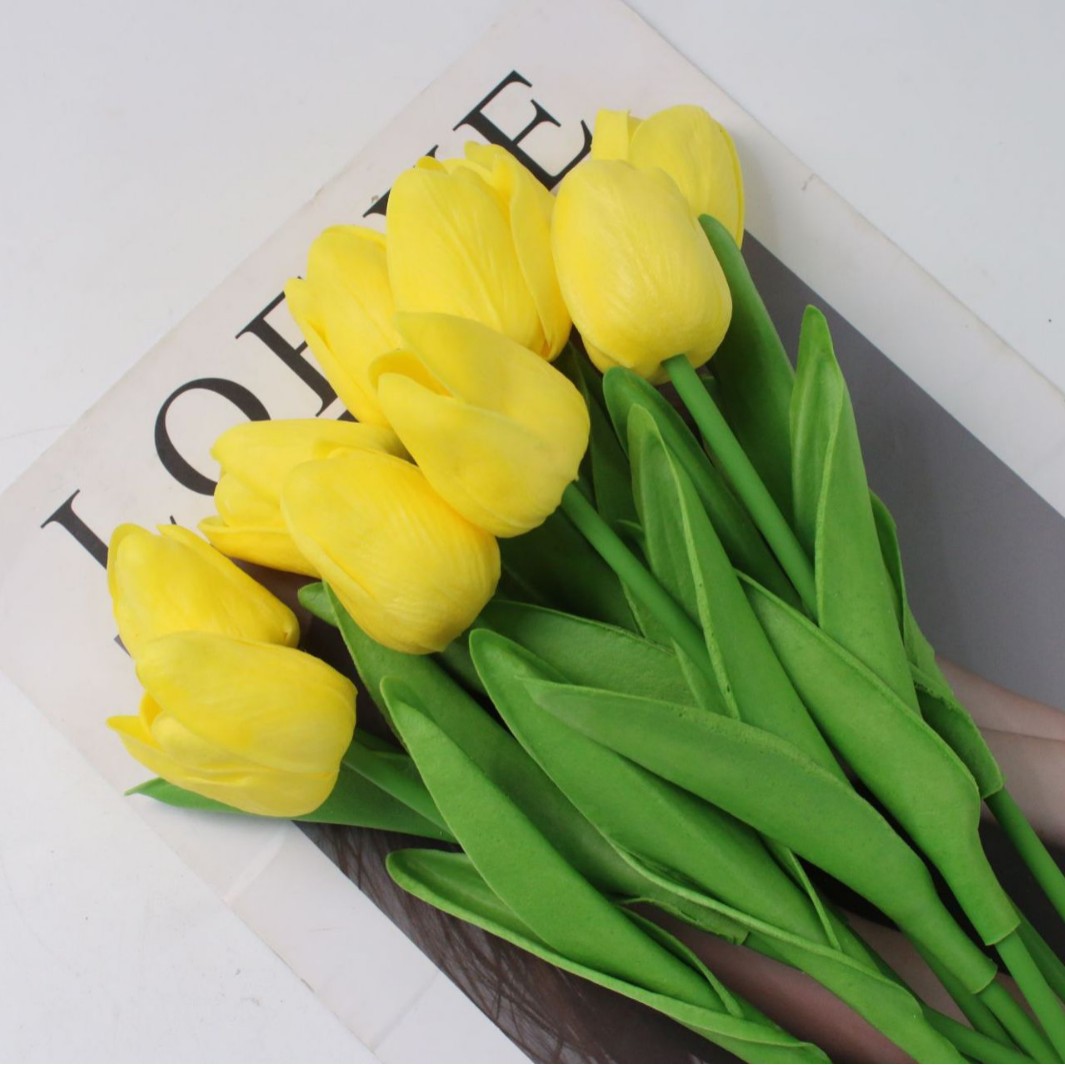 tulip artificial flower wedding fake flower bouquet shooting props home living room decoration pu artificial flower wholesale details Picture