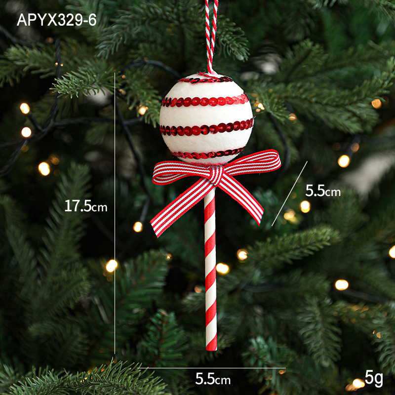 cross-border new red and white foam pendant crutch candy lollipop christmas tree window hanging piece pendant decorations Specification drawing