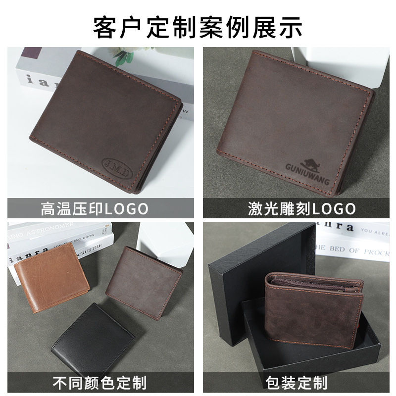 new european and american retro men's leather wallet amazon hot selling factory wholesale short multi-card-slot card holder wallet Specification drawing