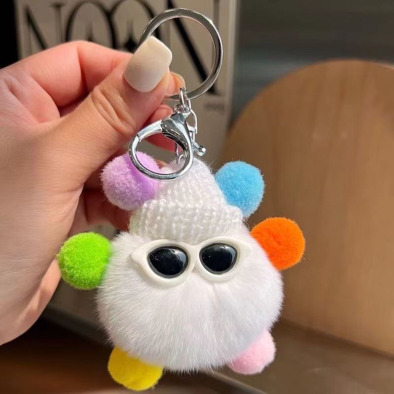 cute imitate rex rabbit fur small briquette handbag pendant plush doll schoolbag pendant car key ring plush gift Item Picture