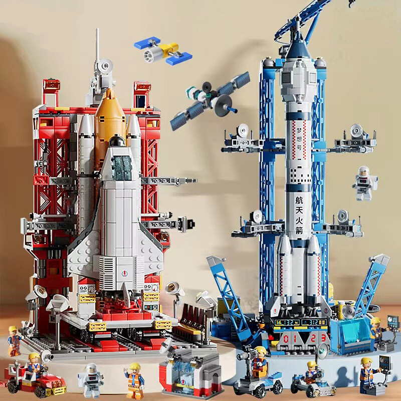 compatible with lego building blocks china space shuttle launch vehicle model children educational assembly toy boy gift full figure