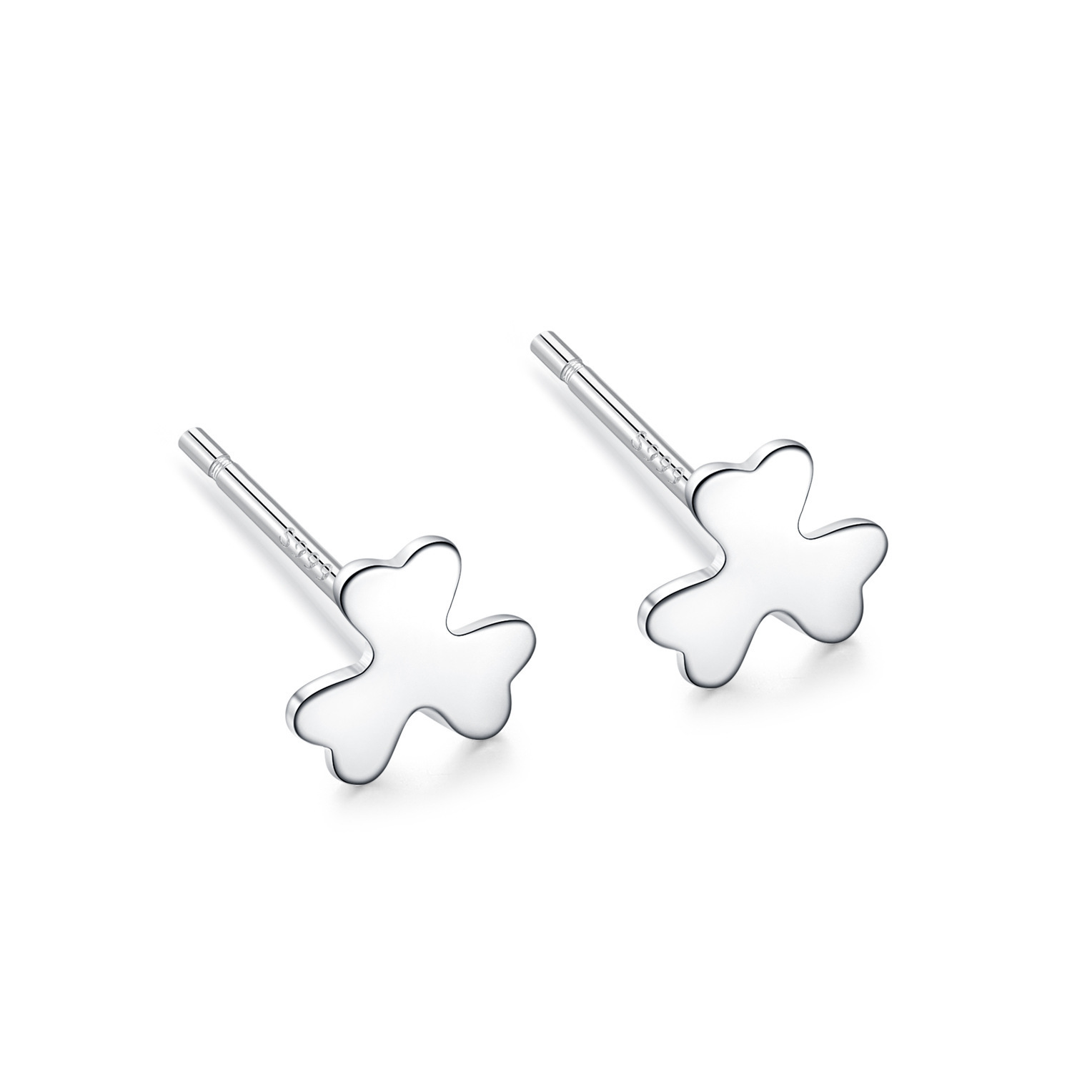 earrings 999 sterling silver light luxury high-grade pure silver ear stretcher simple silver earrings silver needle silver beans ladies auricular needle Item Picture