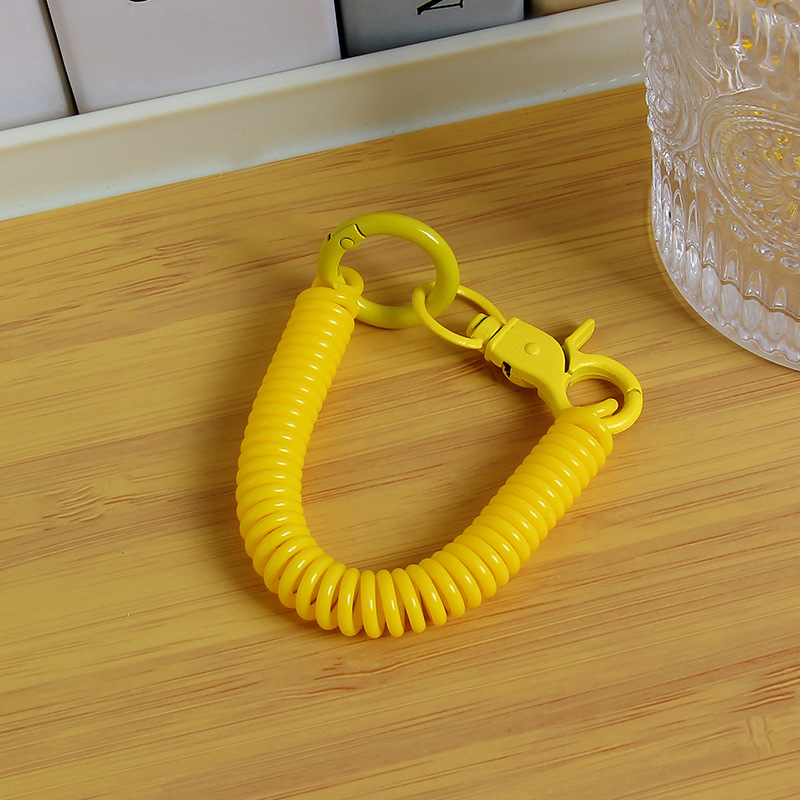 spring rope key chain pendant mobile phone anti-separation rope key chain color elastic retractable lanyard school bag bag charm Specification drawing