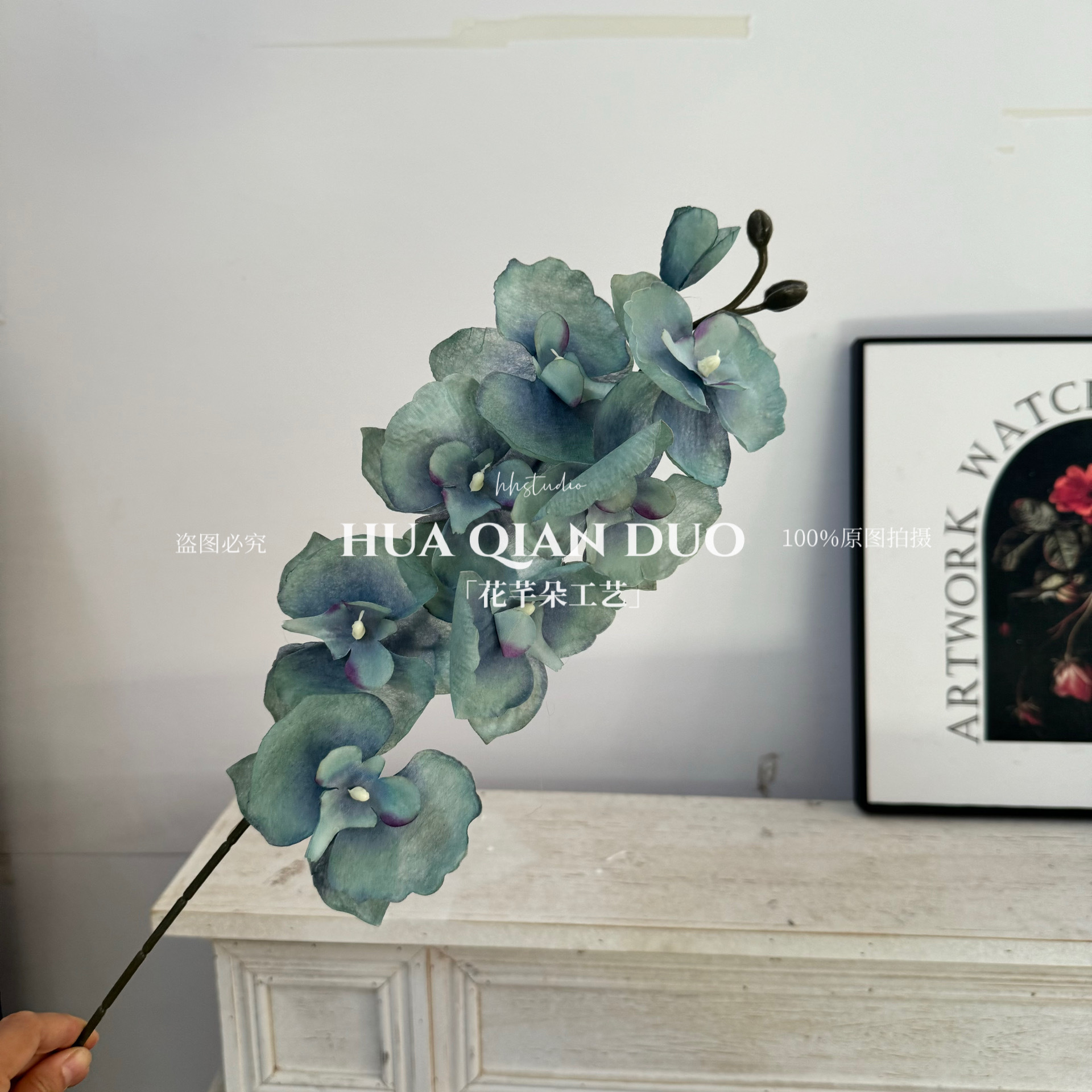 new chinese style red and blue combined artificial flower wedding room scene layout engagement party building wedding flower diy fake flower Item Picture