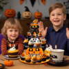 2025 cross-border halloween ghost festival party table decorative ornaments black  pumpkin dessert table cake stand wholesale details Picture