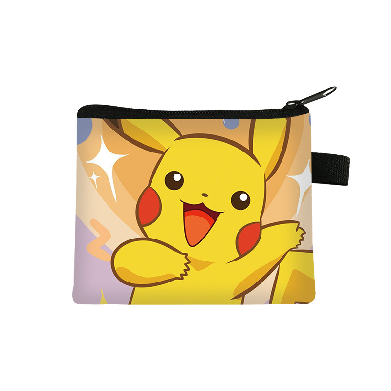 25 new pikachu printing children coin purse student portable card holder coin key storage bag polyester wallet full figure