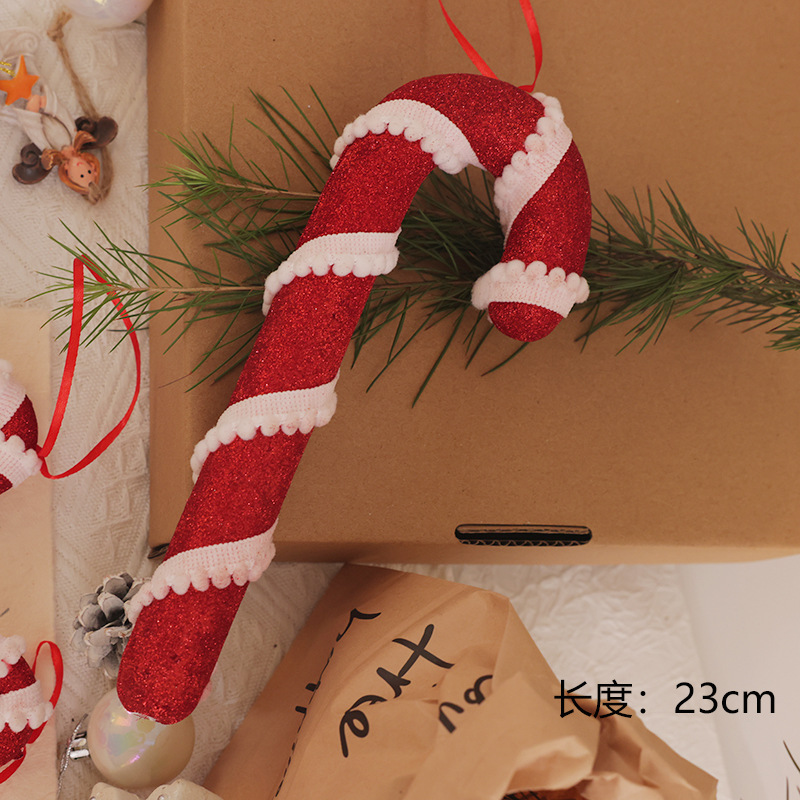 christmas decorations red and white flannel crutch candy christmas tree decorative ornaments ins internet celebrity hanging decorations full figure