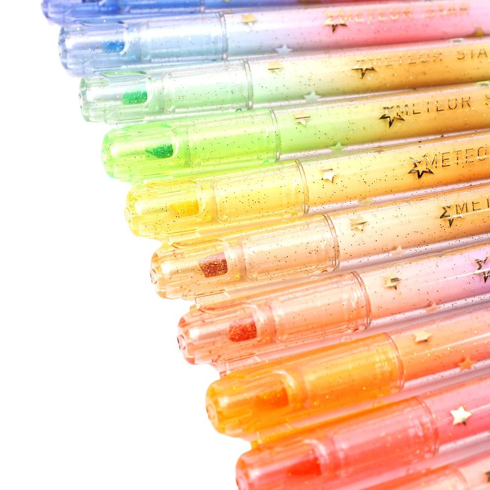 jiwu club stationery 7503 sets of flash fluorescent pen star river marks golden flash key color marker Item Picture