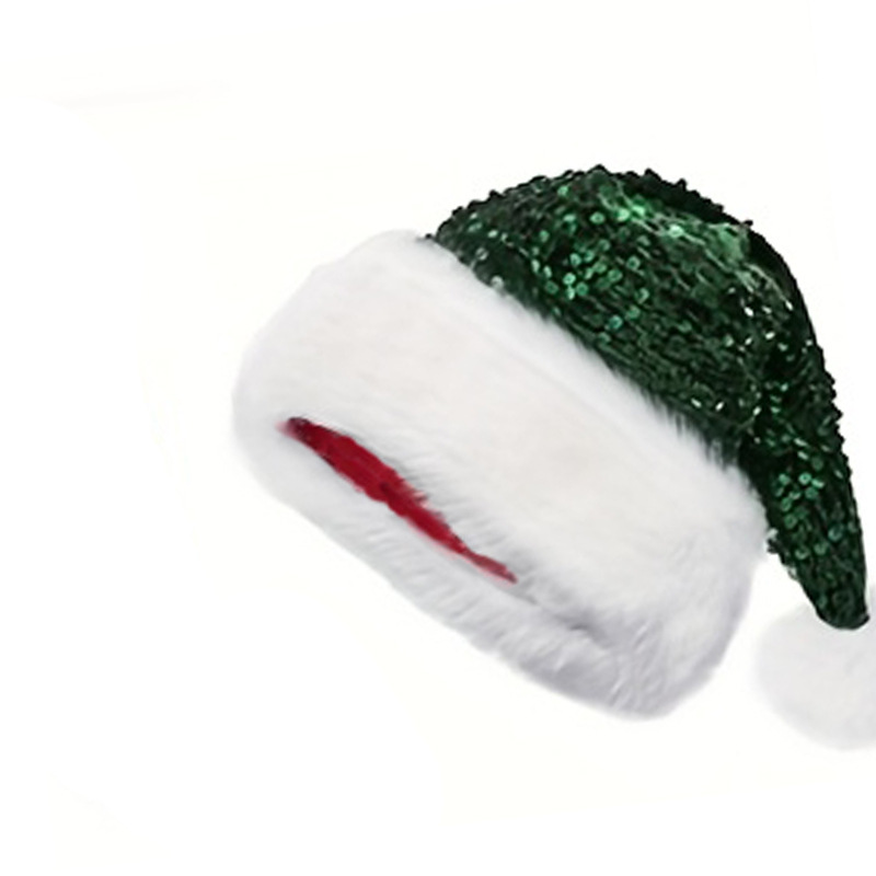 cross-border new arrival christmas decoration atmosphere hat double layer sequin cap haipai fur caps thickened length fur caps 32 * 45cm Specification drawing