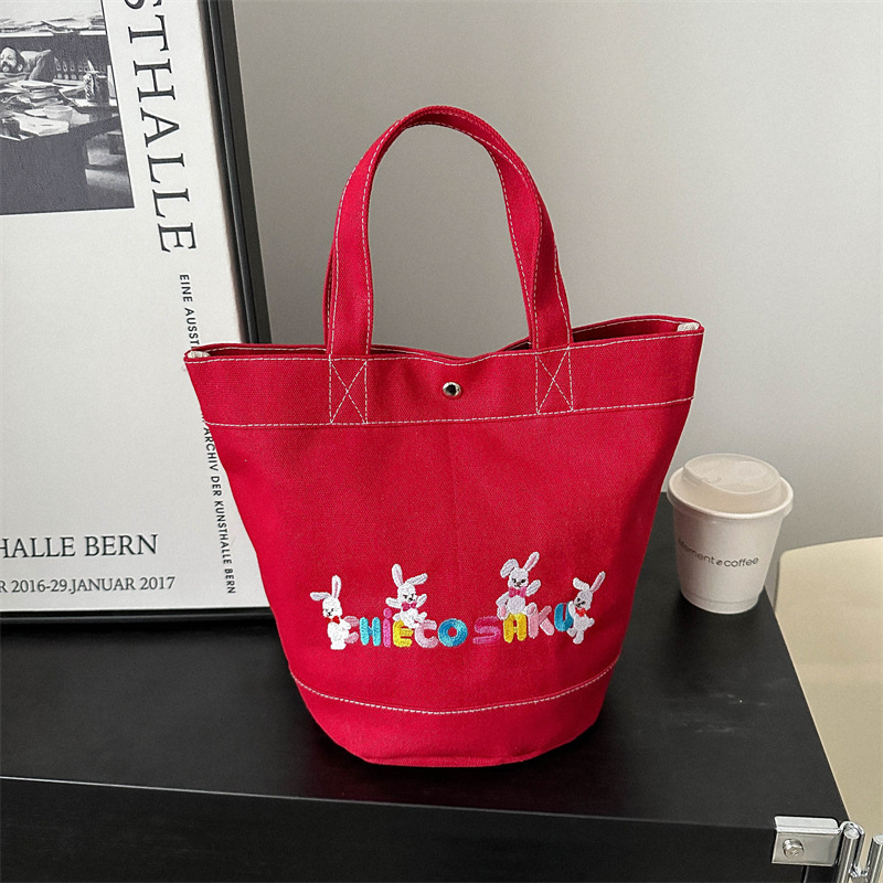 miki portable canvas bag cartoon bear embroidery color matching mummy bag wedding shop hand gift baby bag handbag full figure
