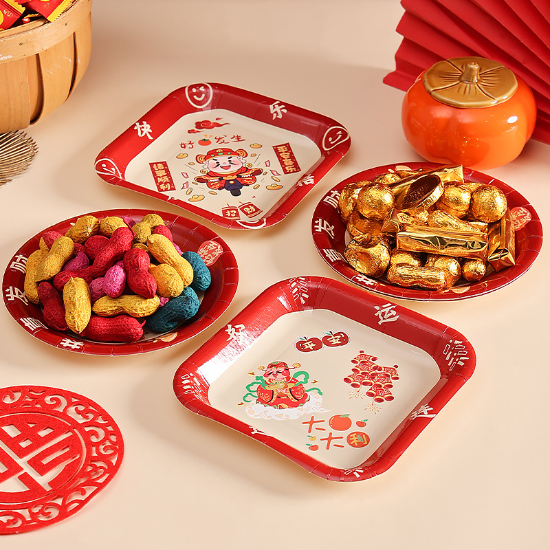 batch collection of 10 disposable paper plate paper plate household bone dish tableware storage tray outdoor dinner plate storage dishes full figure