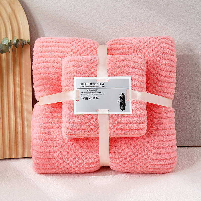 towels set coral fleece covers welfare gift thickened bath towel absorbent wholesale towels two-piece set Application Scenario
