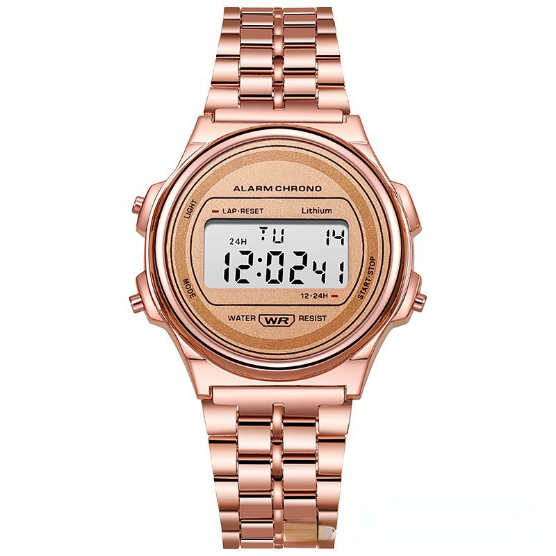 male and female student led electronic watch wr f91w steel belt a159 harajuku style fashion watch multi-functional led watch details Picture