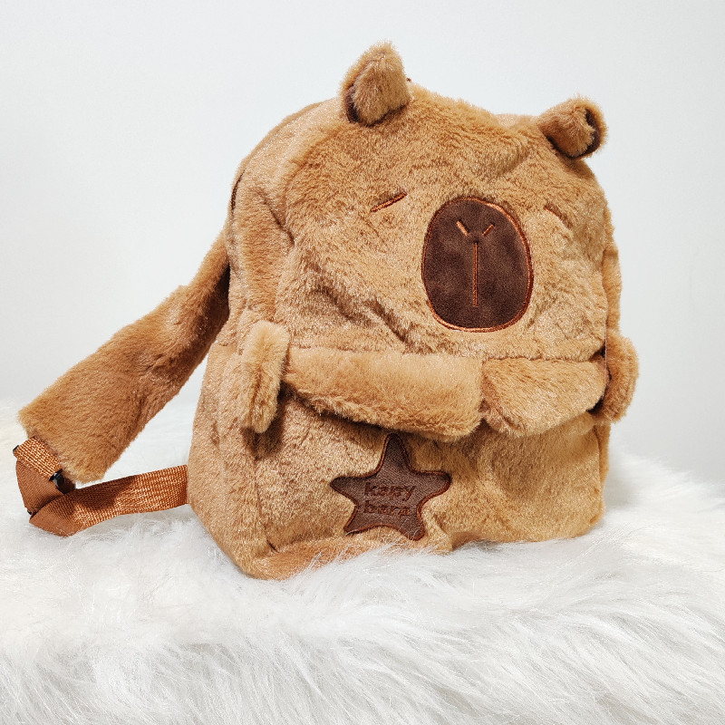animal capabala doll capybara doll pillow plush toy birthday gift large capacity student backpack details Picture