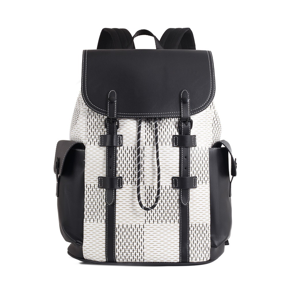 2023 new fashion plaid trendy large capacity backpack college student leisure schoolbag computer bag men wholesale full figure