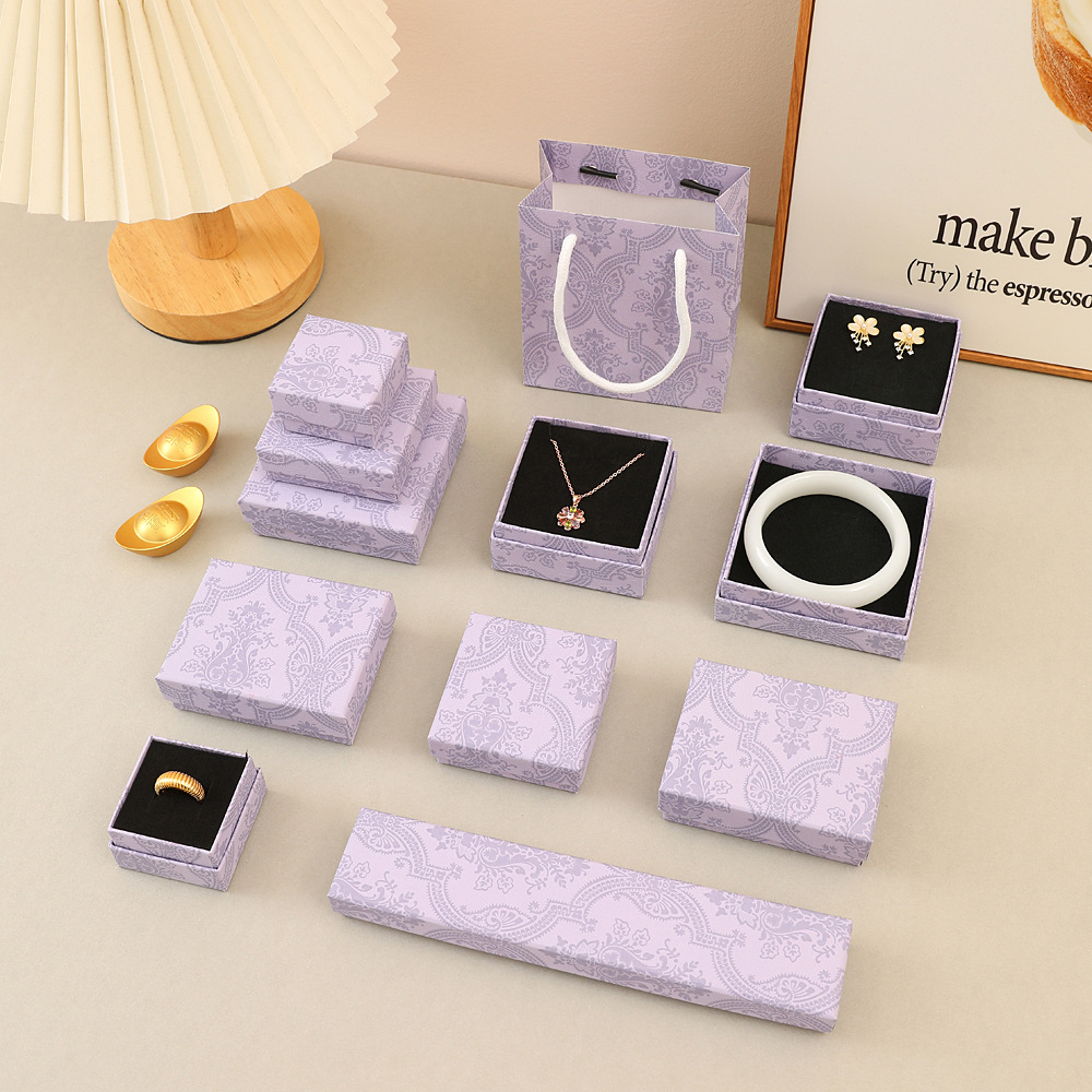 mori style fumigating purple classical printing jewelry box stud earrings jewelry necklace bracelet tiandigai gift storage packing box full figure