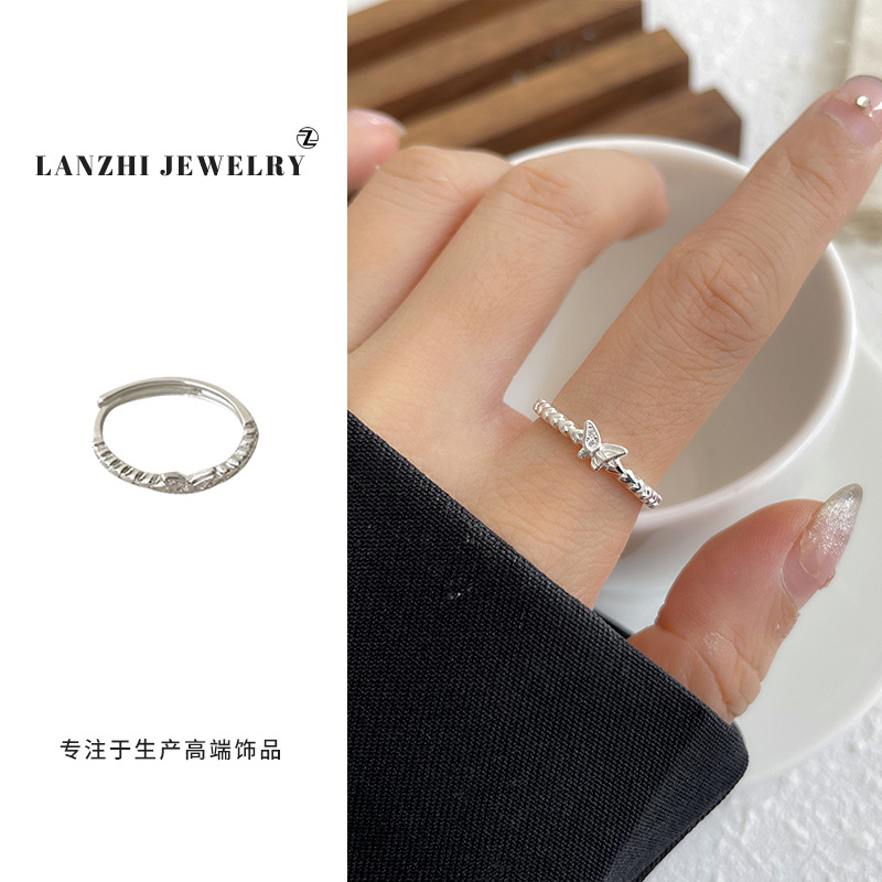lan zhi niche ring female ins style light luxury ornament high-grade exquisite stylish opening 925 sterling silver ring Item Picture