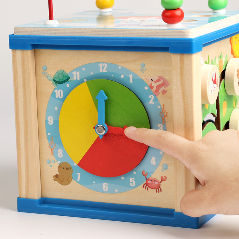 Children's Intelligence beaded multi-functional treasure box, early education and enlightenment beaded intelligence box for boys and girls, parent-child toys, shape matching clock, cognitive calculation stand, positioning, parent-child games Item Picture