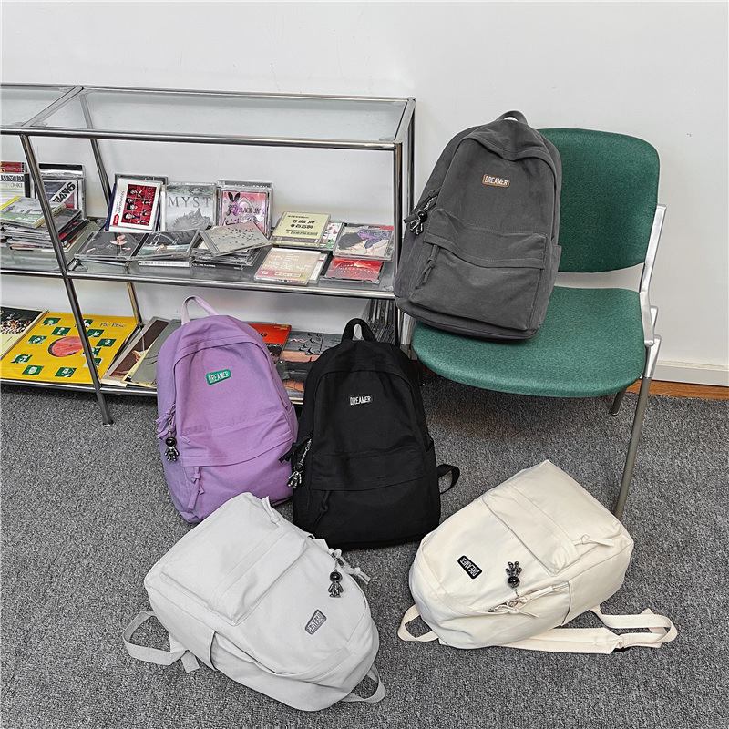 simple solid color casual large capacity backpack college students bag ins good-looking harajuku couple campus backpack Application Scenario