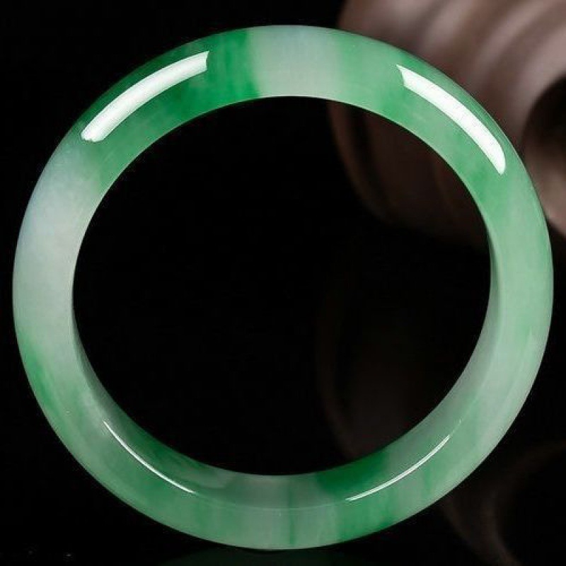ice-like floating green flower light green ice green floating flower jade bracelet myanmar jade bracelet jade bracelet jade bracelet female details Picture