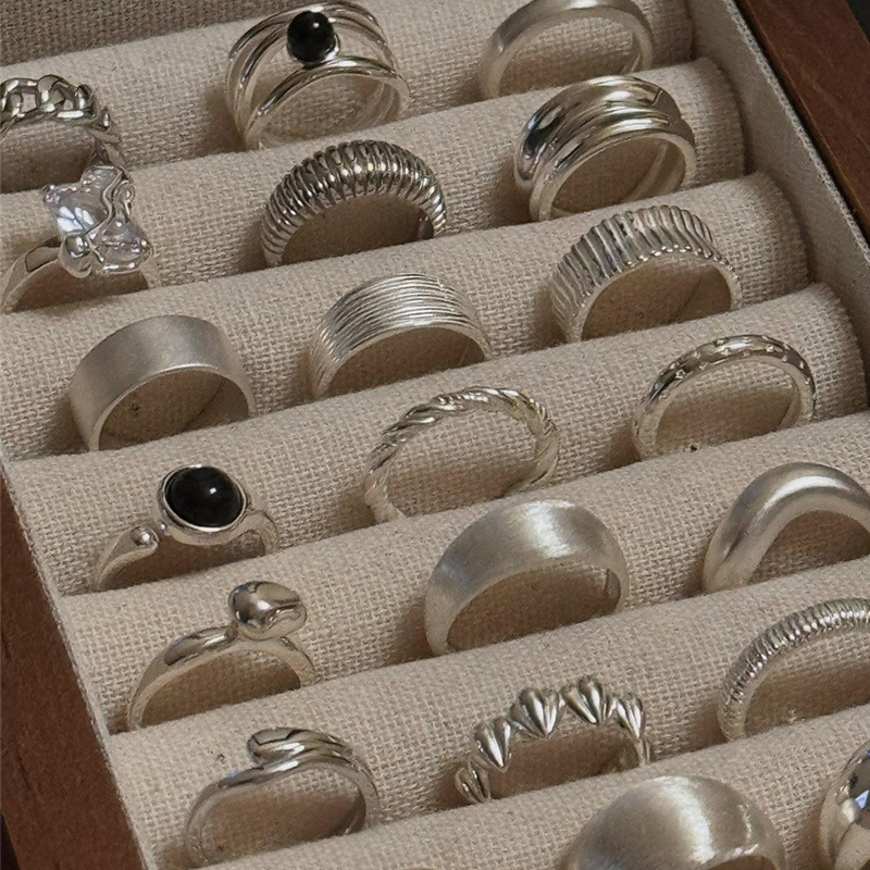 niche retro s925 sterling silver simple bracelet ring female non-fading light luxury high-grade sense index finger ring versatile opening ring details Picture