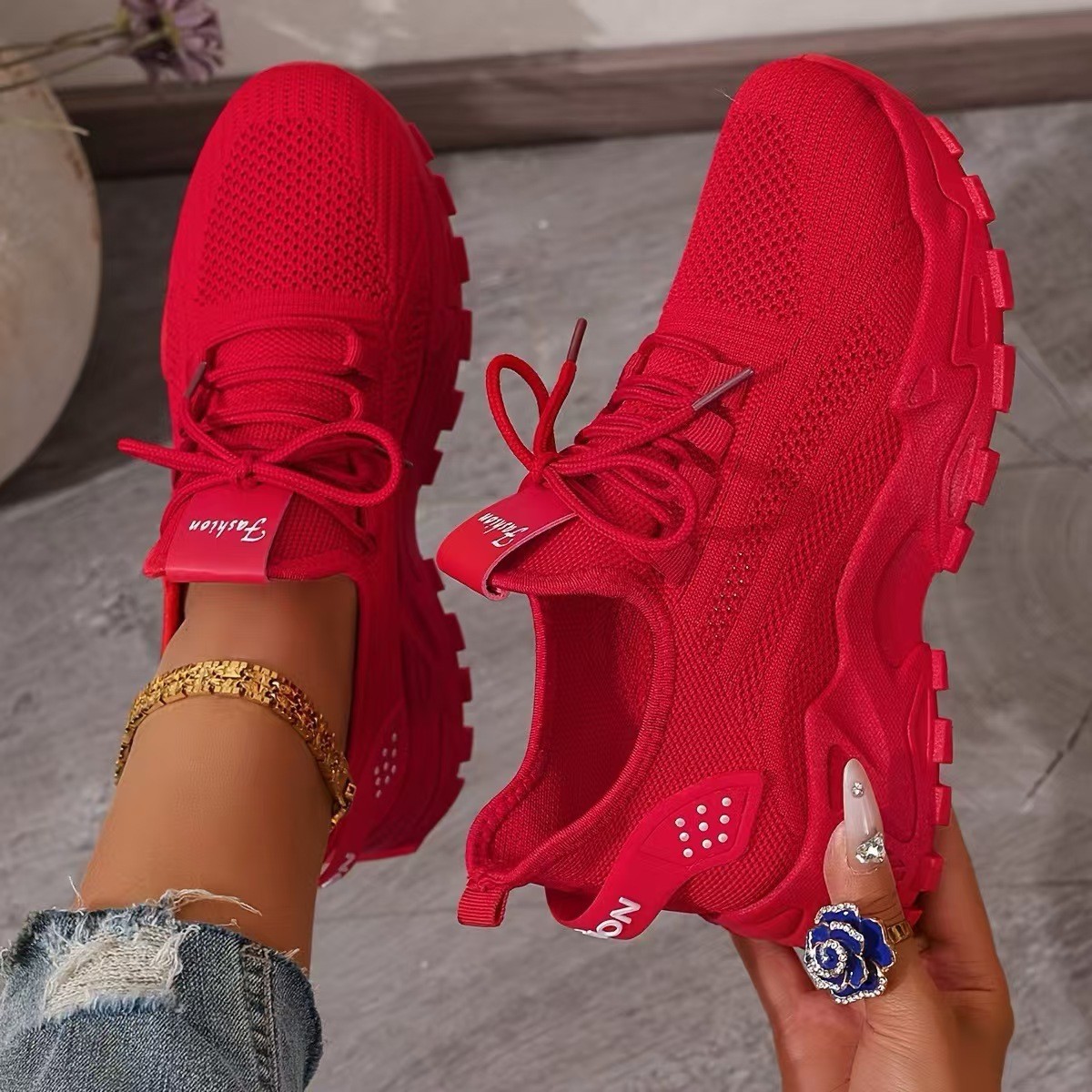 wow shoes women's fashionable new foreign trade mesh breathable sneakers retro white shoes korean style casual women's shoes full figure