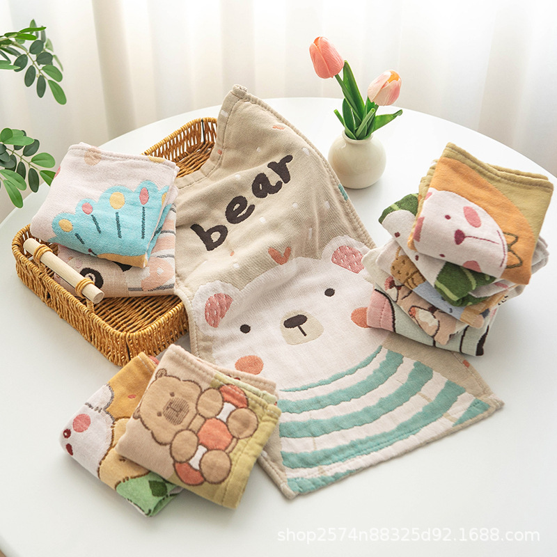 gauze children face towel pure cotton household cotton class a soft face-wiping bath kindergarten baby children towel Application Scenario