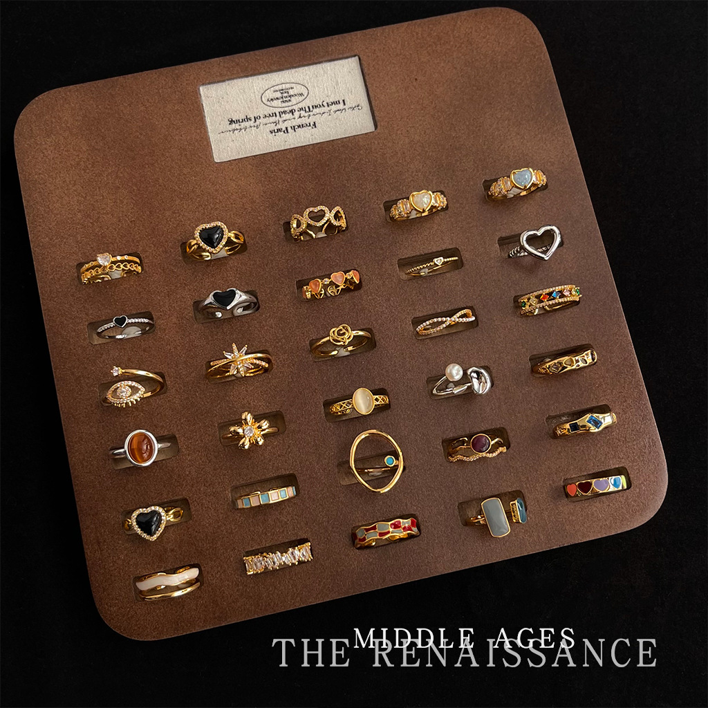 vintage chinese style enamel drop oil art vintage zircon ring collection tigereye index finger ring adjustable Application Scenario