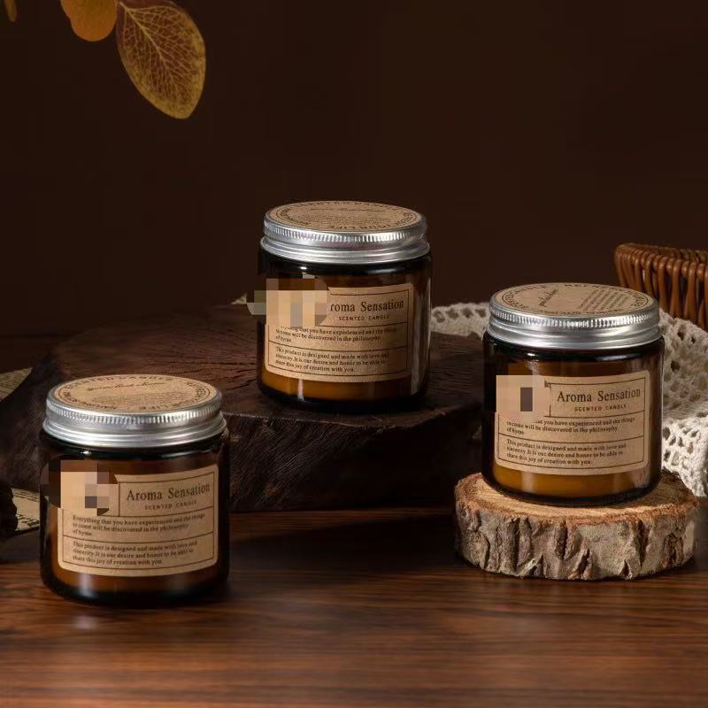 cross-border delivery diy handmade soy wax smoke-free brown glass candle fragrance gift cross-border aromatherapy candle z details Picture